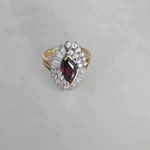 Garnet Cubic Z Birth Stone Ring